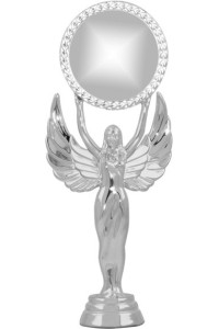 Фигура пластиковая B157/S "Ника" с эмблемоносителем. Высота 18 см. Цвет серебро